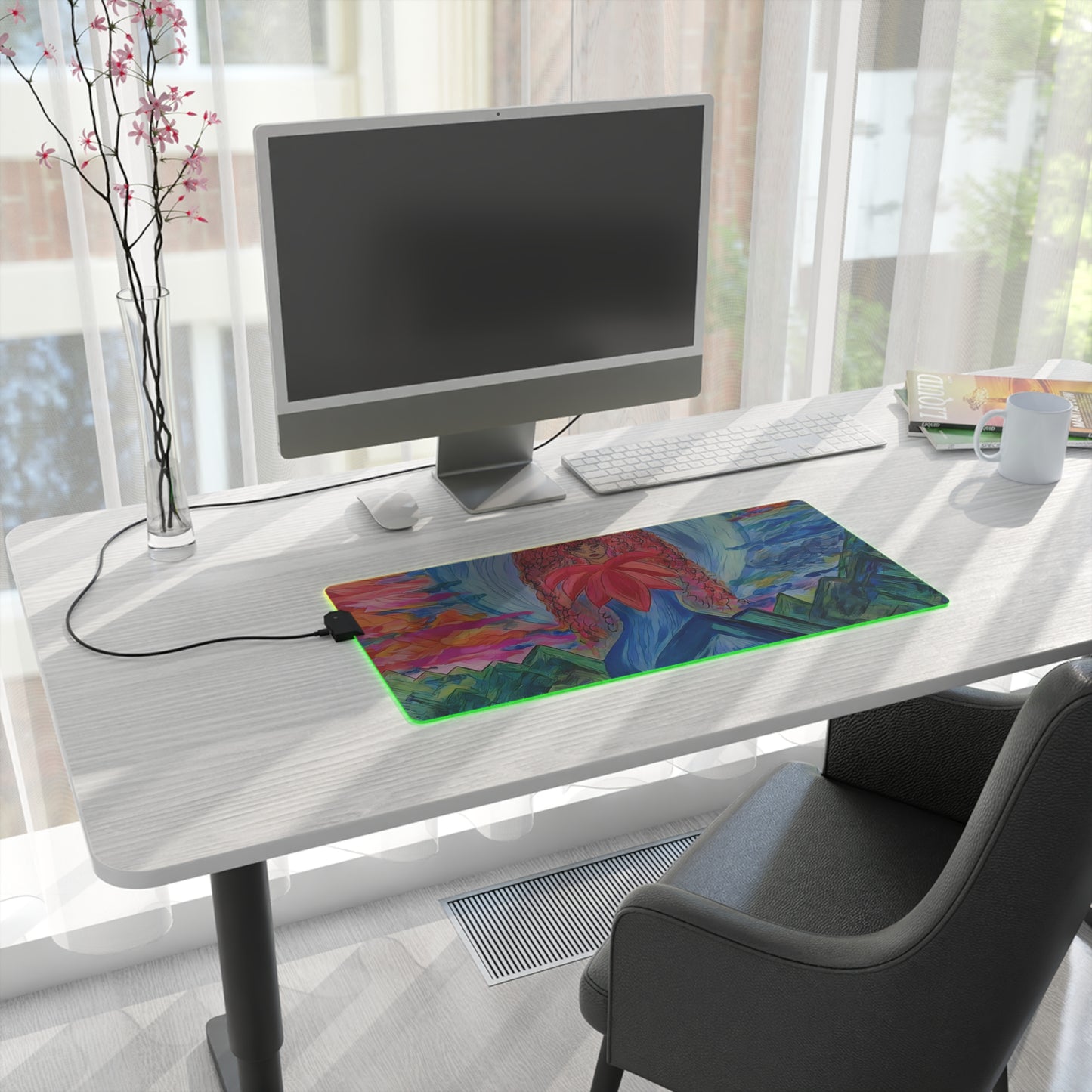 LED Gaming Alignment Goddess Mouse Pad - Desk Mat