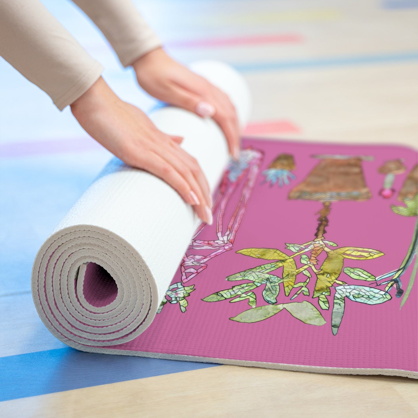 Yoga Mat Plants [Pink]