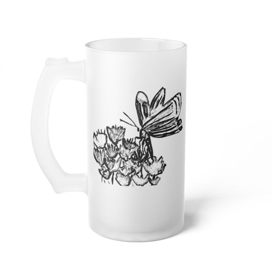 Frosted Glass Mug [16oz] Butterfly