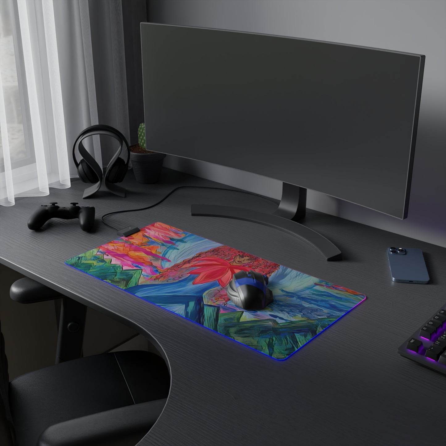 LED Gaming Alignment Goddess Mouse Pad - Desk Mat