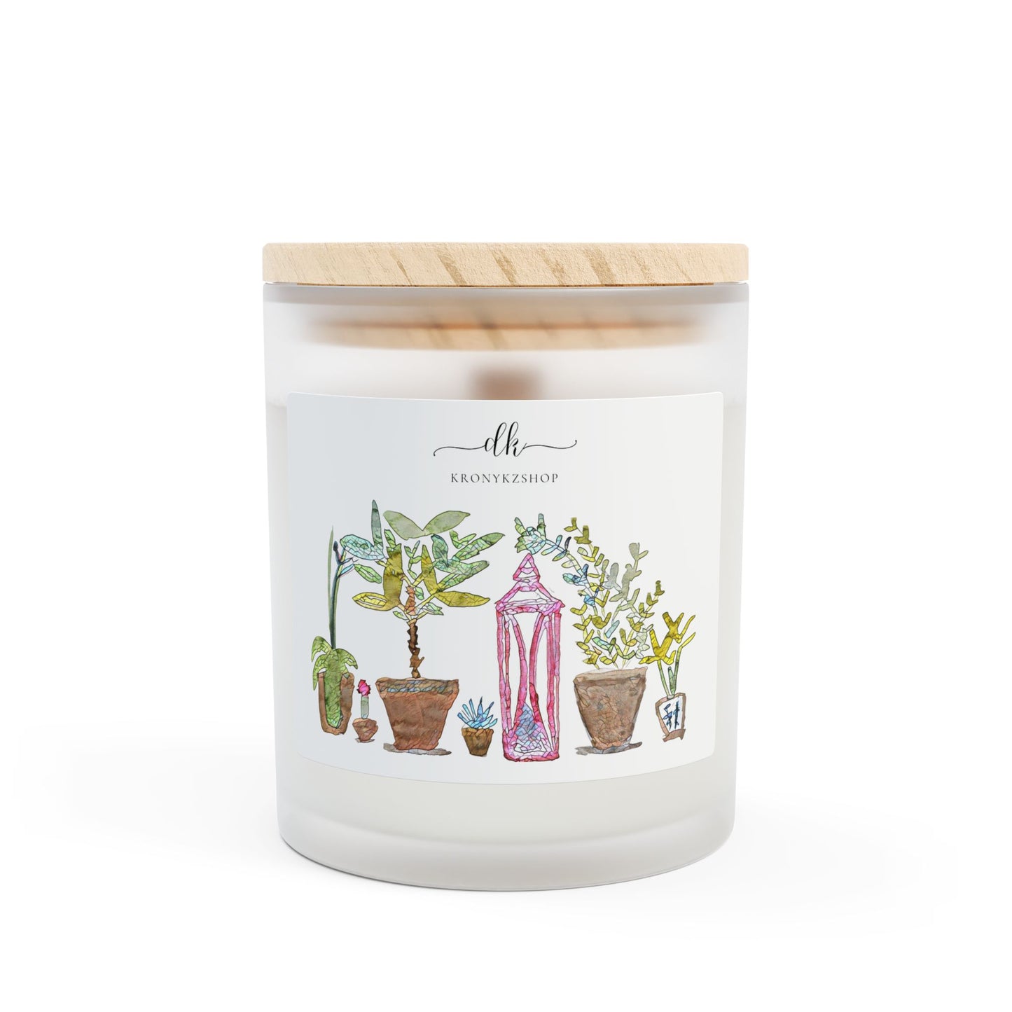 Scented Frosted Glass Candle [11oz] Plants