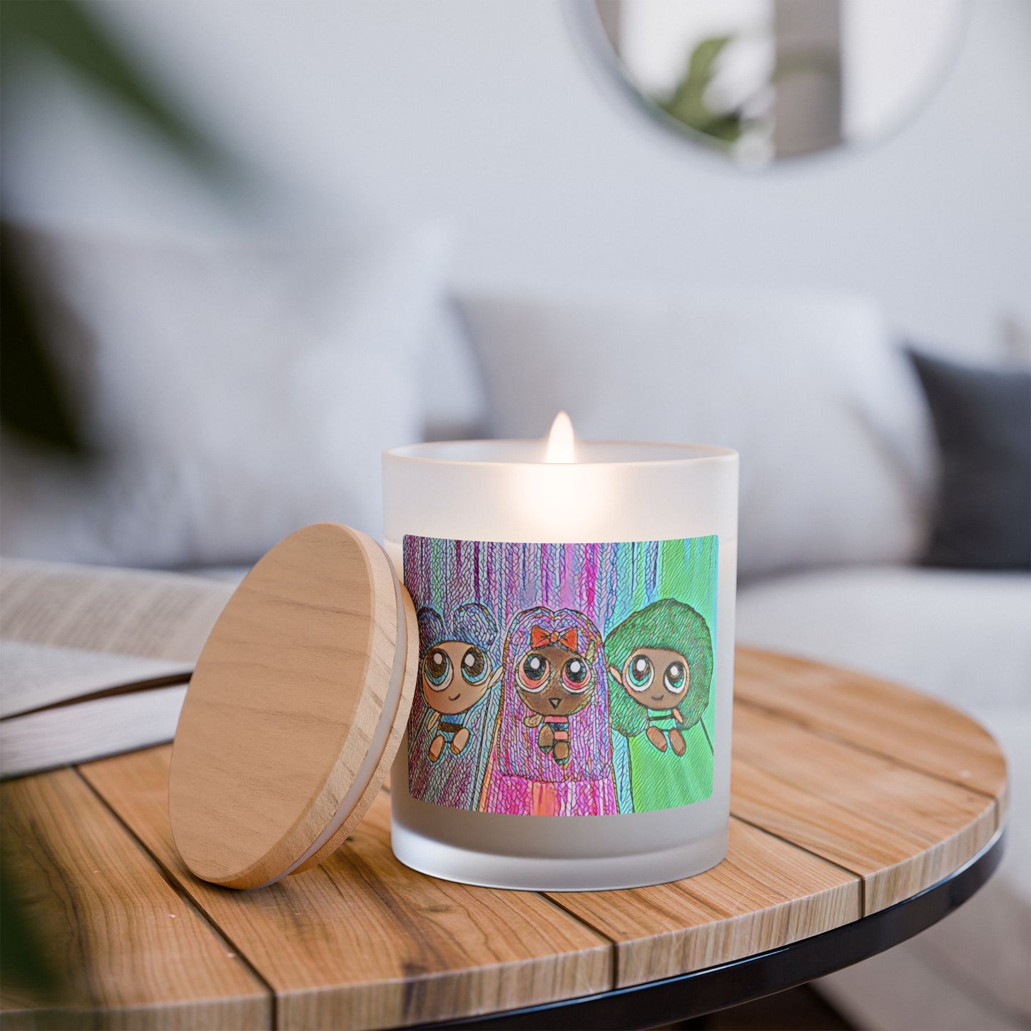 Scented Frosted Glass Candle [11oz] Powerpuff Girls