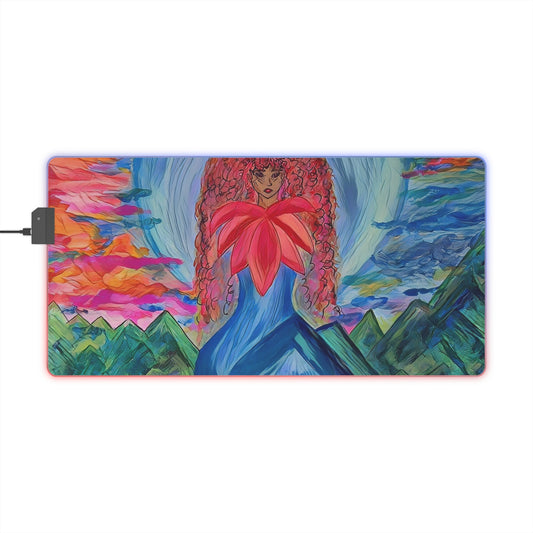 LED Gaming Alignment Goddess Mouse Pad - Desk Mat