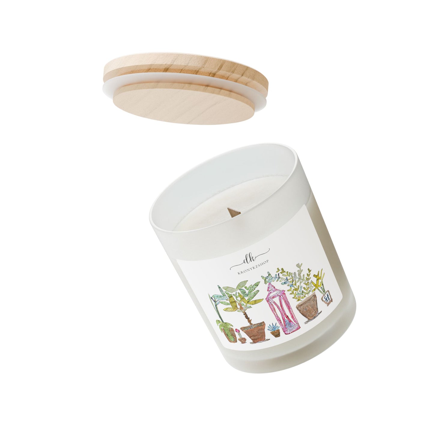 Scented Frosted Glass Candle [11oz] Plants