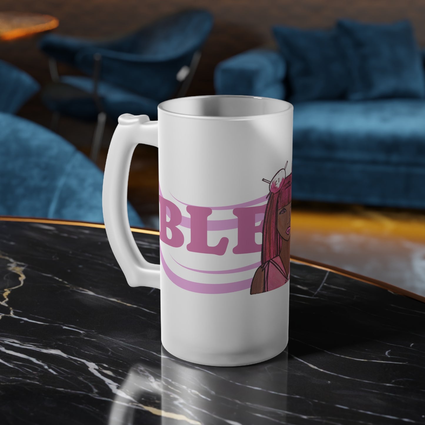 Frosted Glass Mug [16oz] Blessed Queen